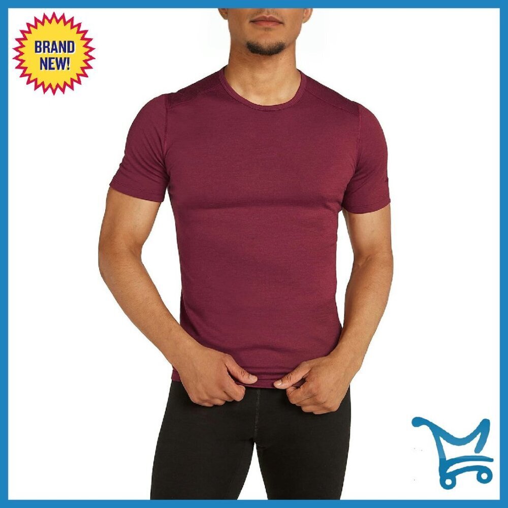 Men's 100% Merino Wool Short Sleeve Base Layer Tee Odor Resistant